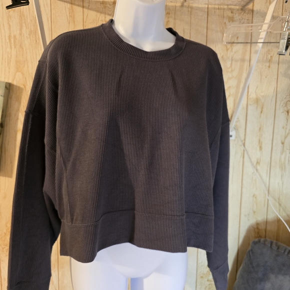 90 Degree By Reflex Tops - 90 Degree By Reflex Charcoal Ribbed Pullover